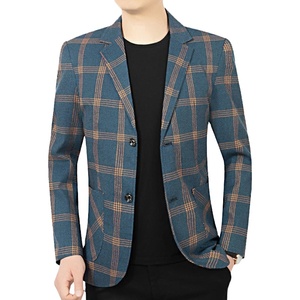 Nouvelle collection 2026 TW 2024 – Vente en gros – Veste <span class=keywords><strong>de</strong></span> <span class=keywords><strong>costume</strong></span> décontractée pour <span class=keywords><strong>homme</strong></span>, motif écossais, style gentleman, facile d'entretien – Nouvelle mode printemps-automne - Product Image 3