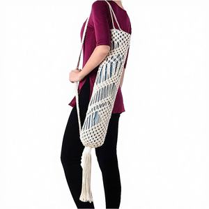 Bolsa de Yoga Grande de Algodón Tejido a Crochet, Tipo Tote, para Gimnasio y Fitness, Compatible con la Mayoría de las Esteras de Yoga - Product Image 4