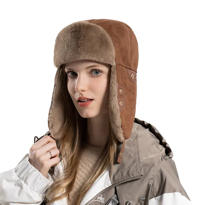Lei Feng Men's and Women's Winter Warm and Cold-Proof Cotton Hats All-Match Skiing Cycling Windproof with Furry Ear Custom Logo