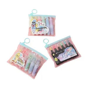 Mini bolígrafo resaltador con forma de crema de zanahoria y hielo de dibujos animados multicolor, Conjunto de 6 colores, regalo para niños, útiles escolares para estudiantes