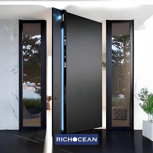 Portes de sécurité avant <span class=keywords><strong>en</strong></span> aluminium noir RICHOCEAN, design à grilles pivotantes, <span class=keywords><strong>porte</strong></span> de sécurité chinoise personnalisée - Product Image 5