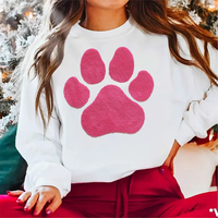 Nouveau design, vente en gros, patchs thermocollants personnalisés en chenille, motif patte de chien, DTF, effet duveteux, flocage, transfert thermique, grand format, découpés au laser, écologiques