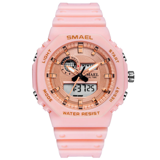 Fashion Pink Calendar Display 50M Waterproof Kids Sports Digital Watches