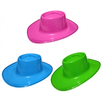 Chapeau de cowboy lumineux LED en PVC brillant multicolore attrayant, chapeau de cowgirl lumineux pour le carnaval, la rave, le festival de musique