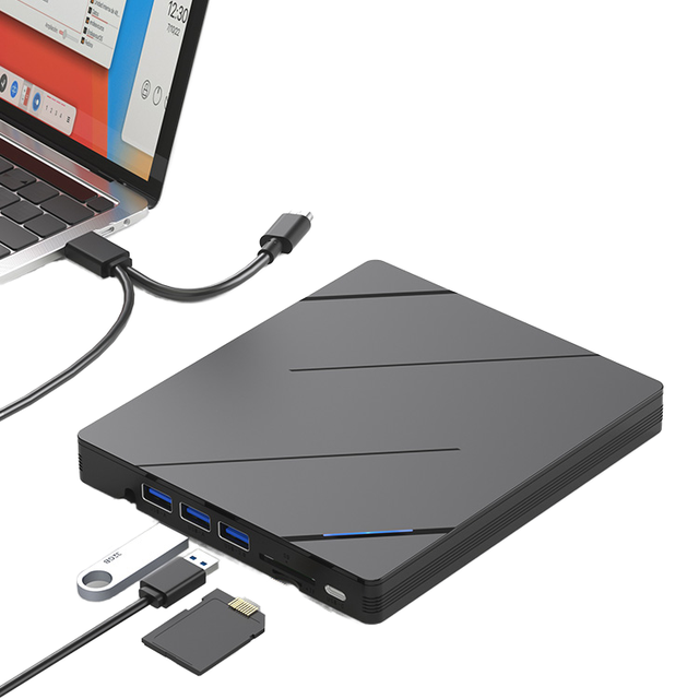 Multifunctional DVD/Blu Ray Burner External BD-RE Drive with USB Interface Supports 3D Playback and Recording for Laptop DVD-RW