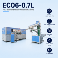Machine de soufflage de bouteilles PET à 6 cavités, 700 ml, moteur servo, 6000-7000 BPH, ligne de production de bouteilles d'eau, certifiée CE, changement de moule