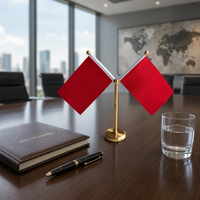 Support de drapeau de bureau carré de luxe en laiton poli, design pliable portable, ensemble de drapeaux de pays imprimés en typographie, décoration pour bureau et maison