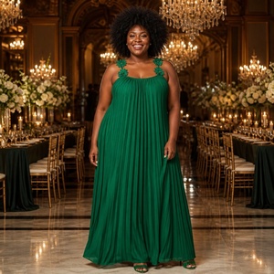 Robe longue plissée à col bas et dos nu <span class=keywords><strong>pour</strong></span> <span class=keywords><strong>femme</strong></span>, style européen et américain, nouvelle collection 2026 - Product Image 6