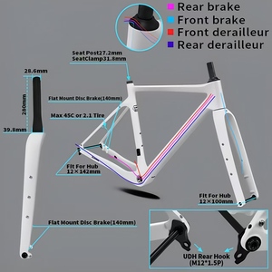 Cadre de vélo de gravier en <span class=keywords><strong>carbone</strong></span> SUNREMO T1000 700C 27.5er avec frein à disque et patte de dérailleur UDH pour conversion route et <span class=keywords><strong>VTT</strong></span> - Product Image 3