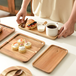 Bandeja rectangular de madera de acacia para servir té, uso doméstico - Product Image 2