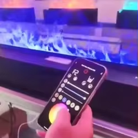 Perapian Air 3D Baja Terpasang Listrik dengan Layar LED, Nyala Api Multiwarna, Dikendalikan Remote dan Aplikasi, untuk Rumah Tangga, Bahasa Inggris