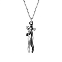 Collier pendentif en alliage avec figurines romantiques enlacées, pour couple, cadeau d'anniversaire minimaliste assorti