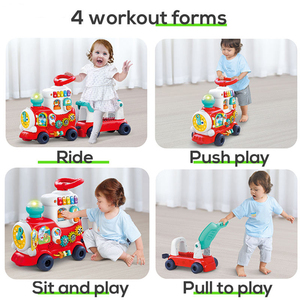 Trotteur multifonctionnel 4 en 1 pour enfants, trotteur assis, à tirer, alimenté par batterie, en train. - Product Image 3