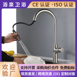 304 Stainless Steel Kitchen Faucet Single Handle Pull Out <b>Spray</b> Deck <b>Mounted</b> Modern Style YQ3008F - Product Image 5
