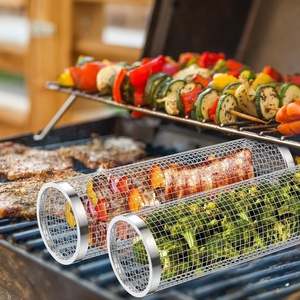 <span class=keywords><strong>Cage</strong></span> de barbecue de taille magnétique en métal de cuisine cylindre en acier inoxydable <span class=keywords><strong>Cage</strong></span> de barbecue ronde à mailles fumées tambour à rouler - Product Image 6