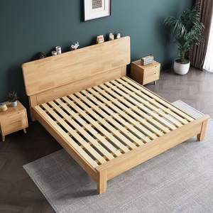 2025 nuevo modelo cama de almacenamiento de tamaño Queen <span class=keywords><strong>madera</strong></span> de nogal cama de nube gruesa bolsa suave marco Simple camas de <span class=keywords><strong>madera</strong></span> con mesas laterales - Product Image 5