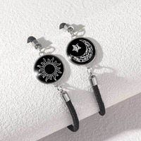 Bracelet tissé bon marché d'amoureux de bijoux en acier inoxydable soleil et lune bracelet phosphorescent de la Saint-Valentin