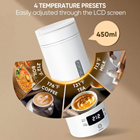 Bouilloire électrique en acier inoxydable 500 ml avec contrôle de température, thermomètre LED, arrêt automatique, portable, pour camping-car, voyage, expresso, café
