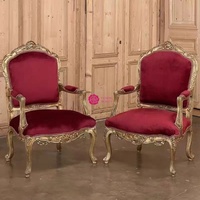 Fauteuil d'appoint Yicheng en bois massif vieilli, style français de luxe, sculpté, pour salon et zone de négociation
