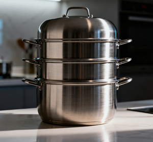 סיר אידוי נירוסטה 3 קומות - קיבולת 10 ליטר, עמיד ורב שימושי לבישול ירקות/אורז/פירות ים - Product Image 1
