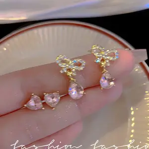 Grosir Anting-Anting Berkualitas Tinggi Dua Potong Set Anting-Anting Yang Berbeda Gaya Harga Ultra-rendah Set Anting-Anting Kombinasi Perak