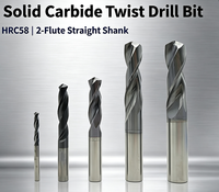 Foret hélicoïdal en carbure HRC58 à 2 cannelures, queue droite, pour perçage de métaux (acier inoxydable, aluminium, cuivre) sur CNC