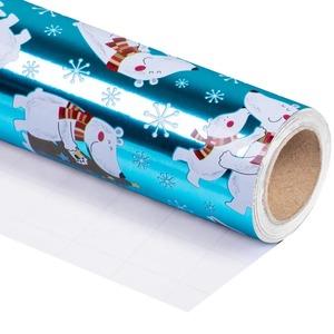 CuPolar Bear Christmas <b>Tree</b> Metallized Eco-Friendly Art Paper Gift Wrapping Roll Single-Sided Coated Recyclable 100GSM Digital - Product Image 2