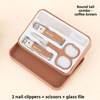 Lot de 4 outils de manucure et pédicure en acier au carbone, avec coupe-ongles, ciseaux à poils de nez et outils de toilettage des ongles pour bébés, en boîte
