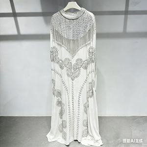 Abito da <span class=keywords><strong>sera</strong></span> formale da donna di lusso leggero, con paillettes <span class=keywords><strong>e</strong></span> perline, a camicia di notte con maniche a pipistrello, in pelliccia sintetica, sexy, di alta gamma, per il commercio estero transfrontaliero - Product Image 3