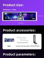 Écran secondaire IPS LCD USB 9,2 pouces série D92, résolution 1920x462, affichage de la température du processeur, accessoire pour boîtier d'ordinateur, vente chaude