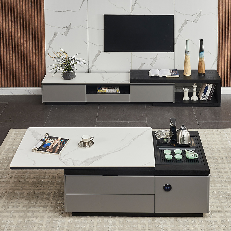 Coffee table and TV stand (high-end black and elegant white)