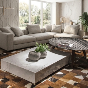 <span class=keywords><strong>Tavolino</strong></span> <span class=keywords><strong>da</strong></span> Caffè in Marmo Stile Europeo Marca Shann, Tavoli Centrali Moderni in Marmo <span class=keywords><strong>Bianco</strong></span> Naturale per Soggiorno - Product Image 4