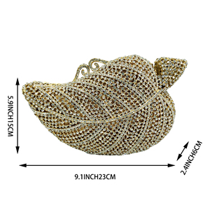 กระเป๋าถือคริสตัลเก๋ไก๋สำหรับผู้หญิงคลาสสิกและทันสมัยกระเป๋าคลัทช์ทรงใบไม้พร้อมเพชรเทียมสำหรับงานแต่งงานหรืองานพรอม - Product Image 2
