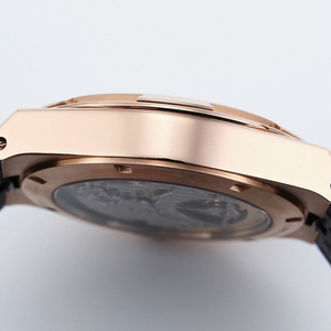 Montre mécanique à tourbillon avec bracelet en cuir bleu de style classique, tendance et élégante, unisexe, boîtier en acier inoxydable haut de gamme - Product Image 5