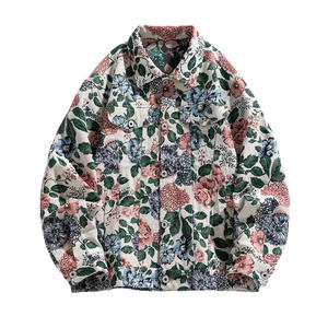 2025 primavera otoño chaqueta de cuello levantado para <span class=keywords><strong>hombre</strong></span> estilo Hip Hop <span class=keywords><strong>marca</strong></span> de moda imitación algodón Lino Retro al por mayor con logotipo frontal - Product Image 5