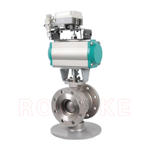 Válvula de Bola Tipo V con Brida Neumática de Acero Inoxidable Estándar GB VQ647H-16P CF8 CF3 CF8M CF3M - Product Image 4