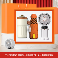 Ensemble Cadeau Mug à Café, Ventilateur Portable et Parapluie – Articles de Bureau et d'Extérieur Très Demandés pour Commandes d'Entreprise et Cadeaux Saisonniers pour le Personnel