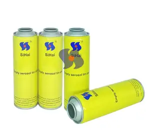 Wholesale Round Sharp Diameter 52 * 158 Mm Empty Aerosol Tin Can Spray Can Necked-in Aerosol Can With Yellow Color