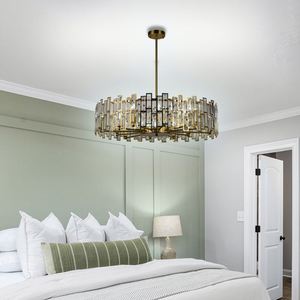 Lampe suspendue moderne pour escalier Lustre minimaliste en cristal Grand plafonnier suspendu en cristal à LED - Product Image 1