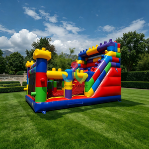 <span class=keywords><strong>Castillo</strong></span> Hinchable Personalizado <span class=keywords><strong>con</strong></span> Bloques de Construcción Coloridos, Tobogán Inflable <span class=keywords><strong>con</strong></span> Temática de Ladrillos para Juegos al Aire Libre y Alquiler Comercial - Product Image 4