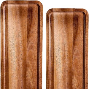 Solid Wood <b>Tray</b> Rectangular Natural Color For Home Coffee <b>Tea</b> Cake Party Serving - Product Image 2