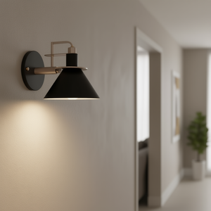 โคมไฟติดผนังในร่มแบบโมเดิร์น 1 ดวง โคมไฟติดผนัง LED ทรงเรียวสีดำ 10W 3500K แสงวอร์มไวท์ E26 AC 110V - Product Image 2