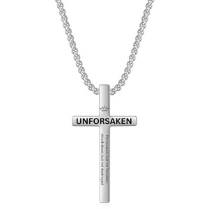 Collar con colgante de cruz de acero inoxidable de 45 mm, diseño minimalista para hombres y mujeres, uso diario. - Product Image 2