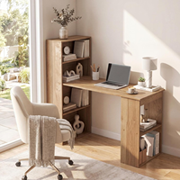 Bureau d'ordinateur moderne avec étagères de rangement et support pour unité centrale, poste de travail compact pour bureau à domicile, gain de place