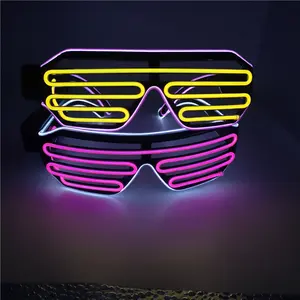 Kostüm partisi iyilik deklanşör tel Neon Rave gözlük kablosuz parlak LED gözlük yanıp sönen güneş gözlüğü