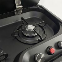 Cuisinière à gaz RV 2 brûleurs encastrable avec couvercle en verre trempé, cuisinière à gaz GPL propane nano-revêtement pour camping-car et cuisine de motorhome JDA