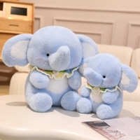 Heureux petit bavoir d'éléphant bleu en peluche mignon PP coton remplissage peluche jouet décoration compagnon poupée
