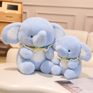 Heureux petit bavoir d'éléphant bleu en peluche mignon PP coton remplissage peluche jouet décoration compagnon poupée - Product Image 2
