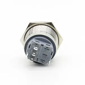 Anillo de cabeza plana de reinicio automático + interruptor de Metal LED de símbolo 22mm interruptor de botón pulsador de acero inoxidable resistente al agua con enganche momentáneo