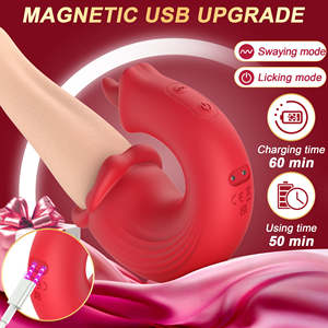 Vibratore Realistico a Doppia Lingua in Silicone, Massaggiatore Clitorideo con 10 Modalità di Vibrazione e Leccata, IPX7, Vibrador Femminile, Giocattoli per Adulti - Product Image 5